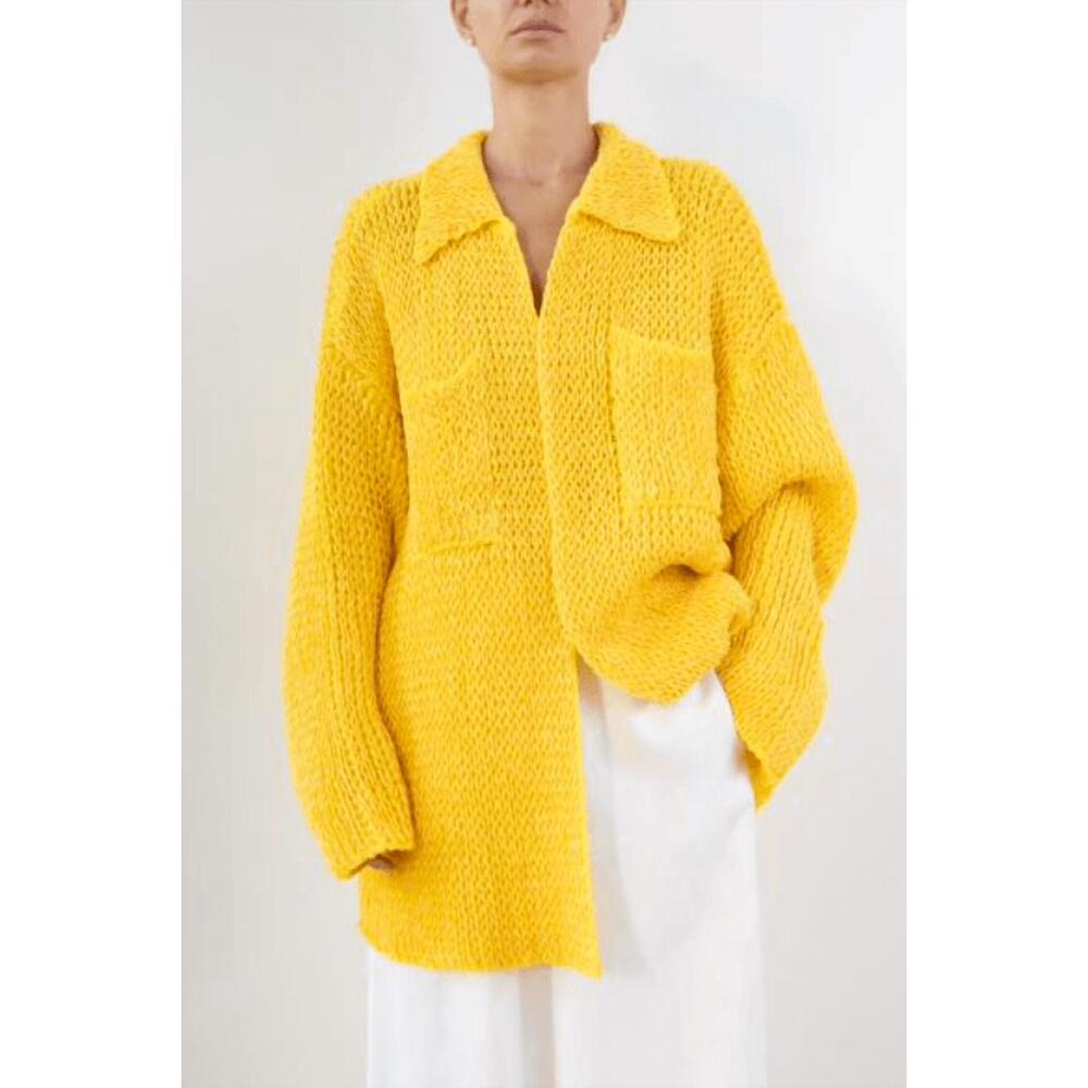 NEW AVIU raffia over jacket in yellow